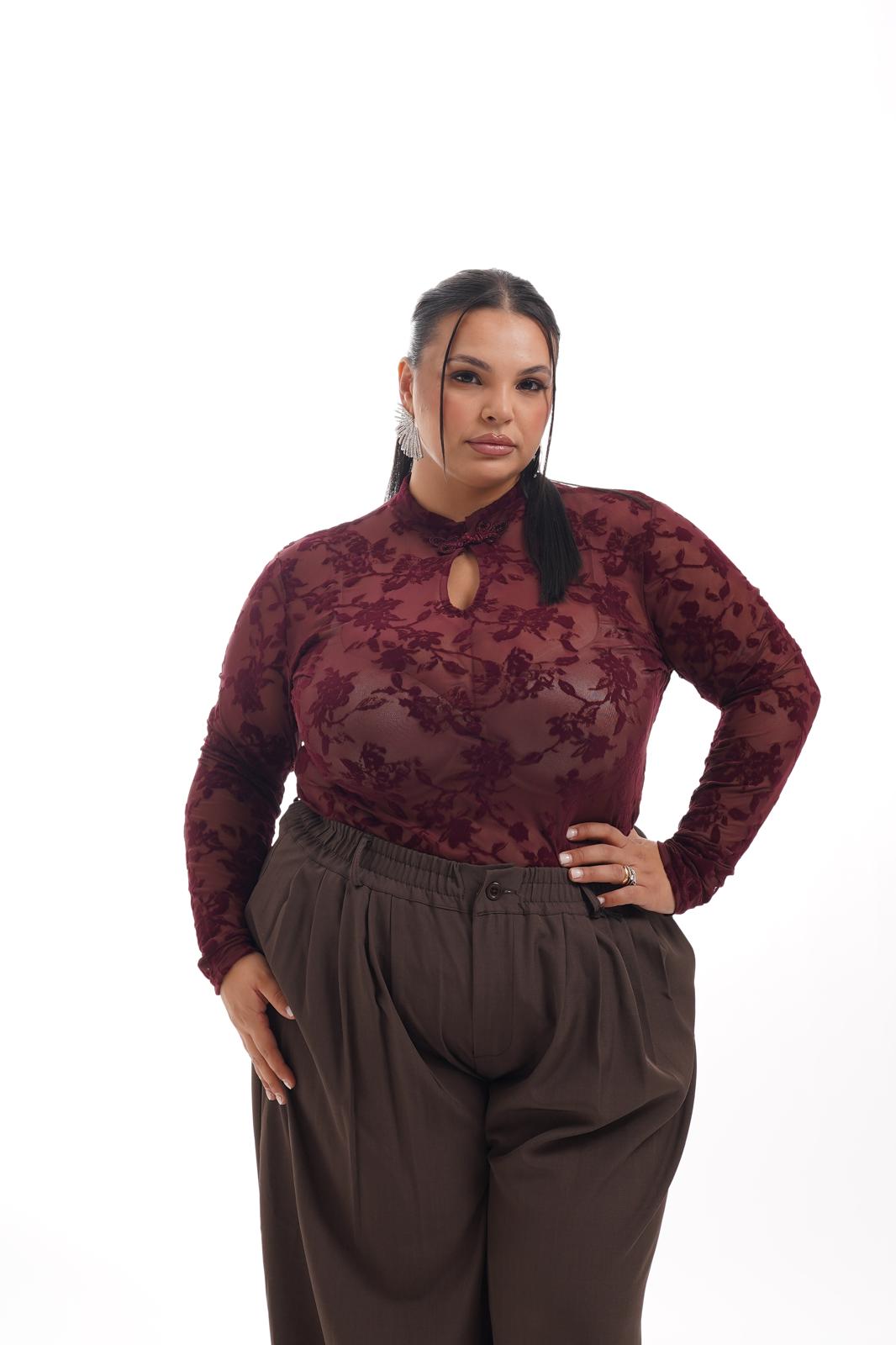 Maglia Semitrasparente Bordeaux