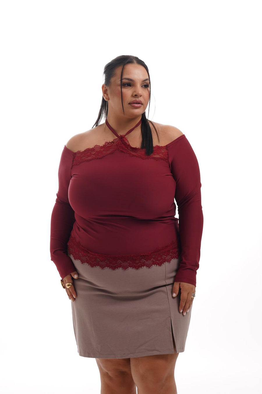 Maglia Merletto Lycra Bordeaux