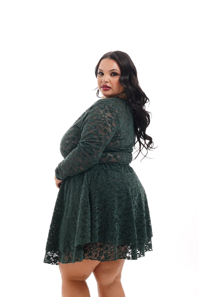 Maglia Pizzo E Velluto Verde