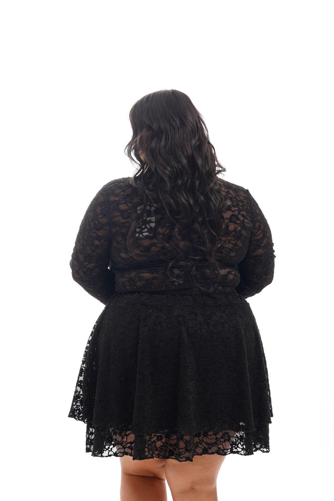 Maglia Pizzo E Velluto Nero