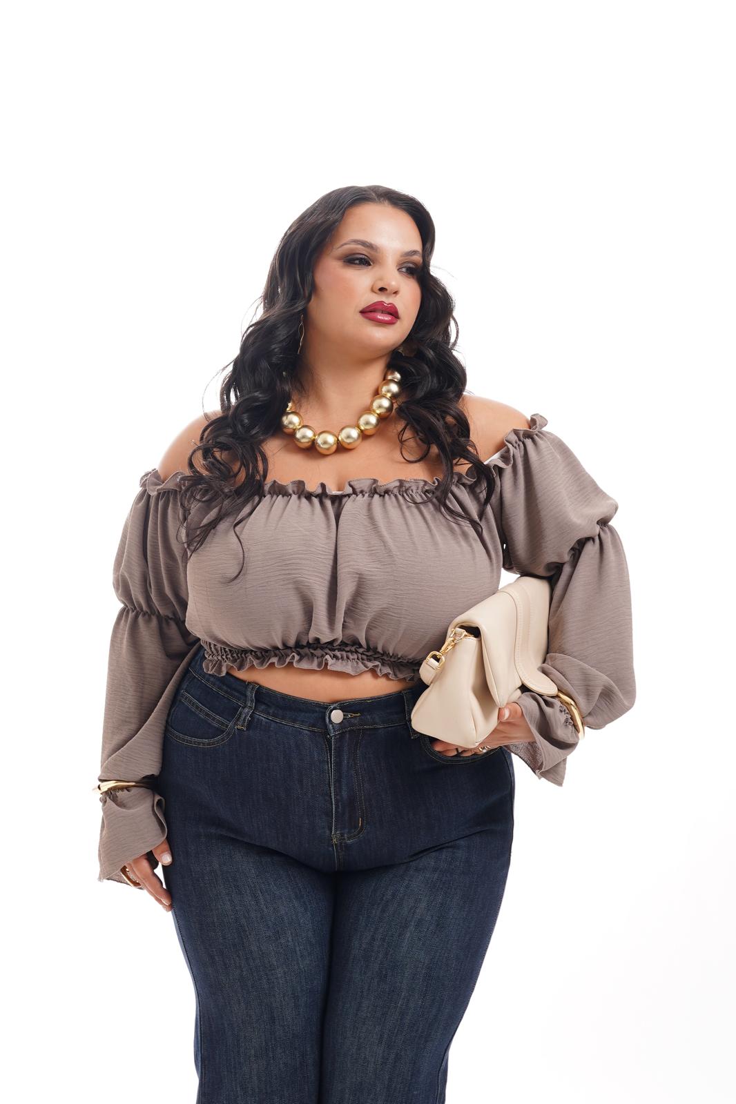 Blusa Crop Tortora