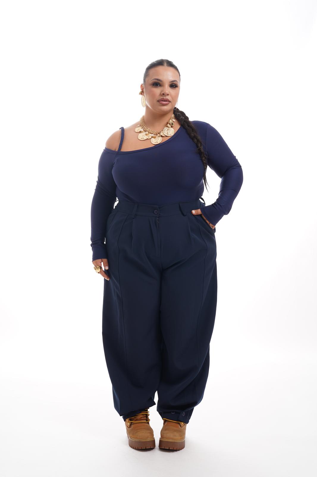 Pantalone Con Pinces Blu