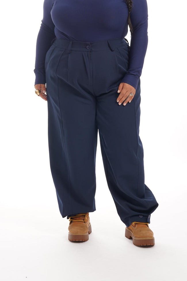 Pantalone Con Pinces Blu