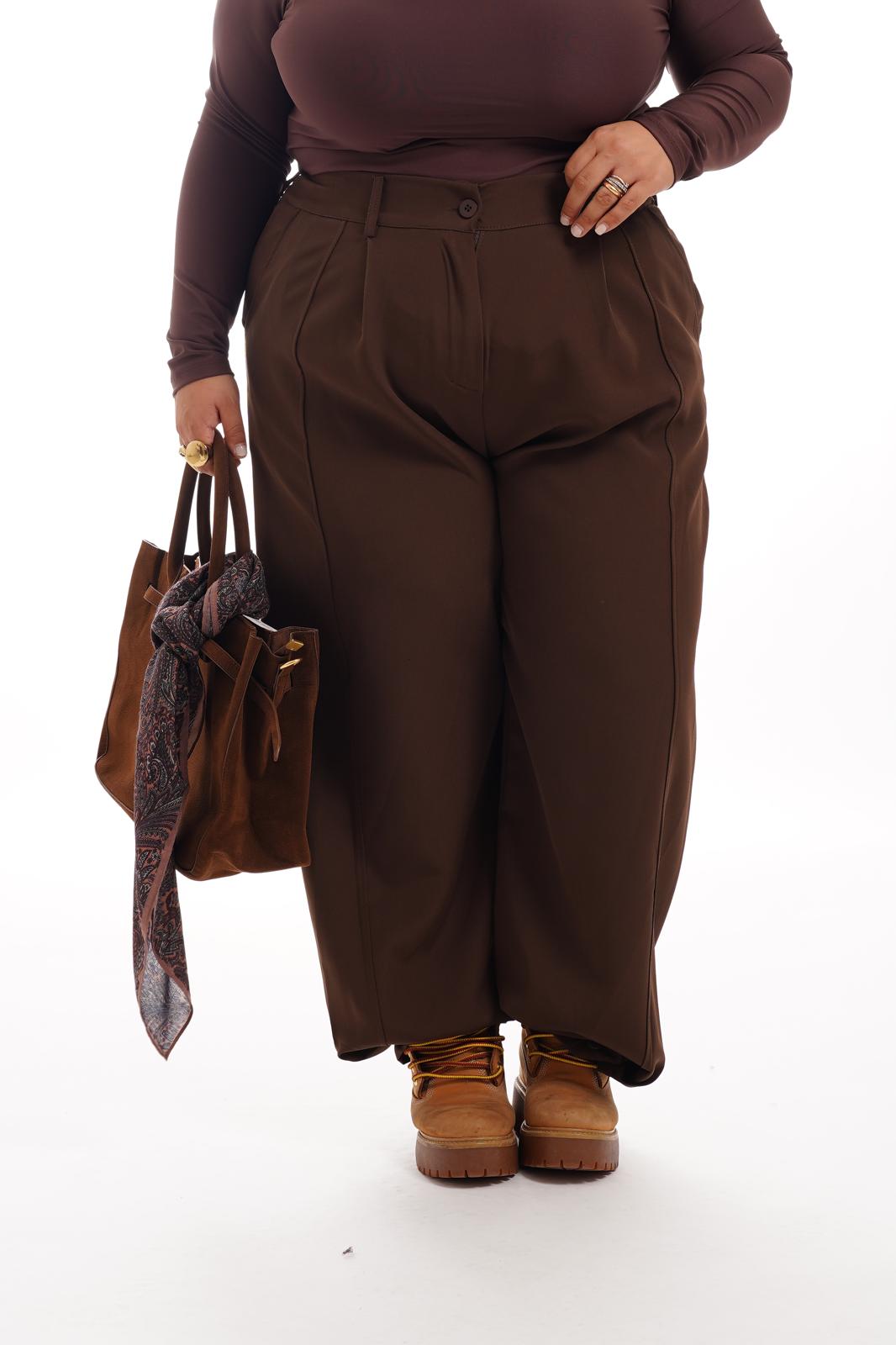 Pantalone Con Pinces Marrone