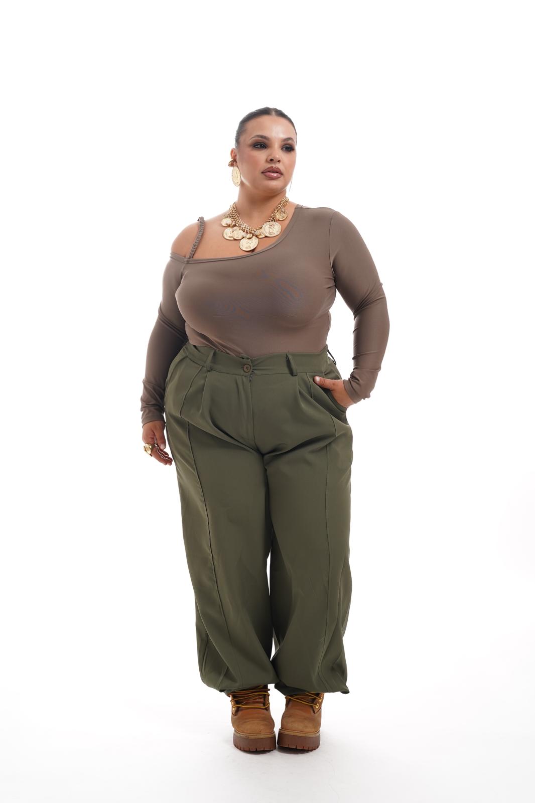 Pantalone Con Pinces Verde