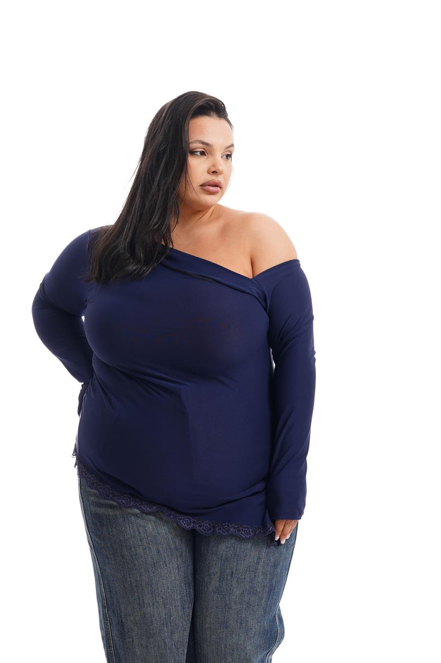 Maglia In Lycra Details Blu
