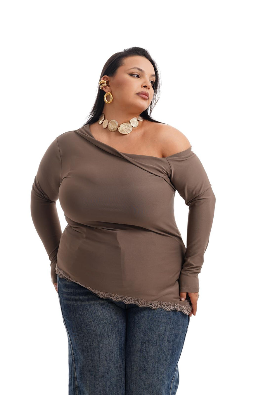 Maglia In Lycra Details Tortora