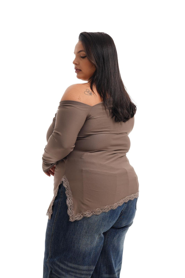 Maglia In Lycra Details Tortora