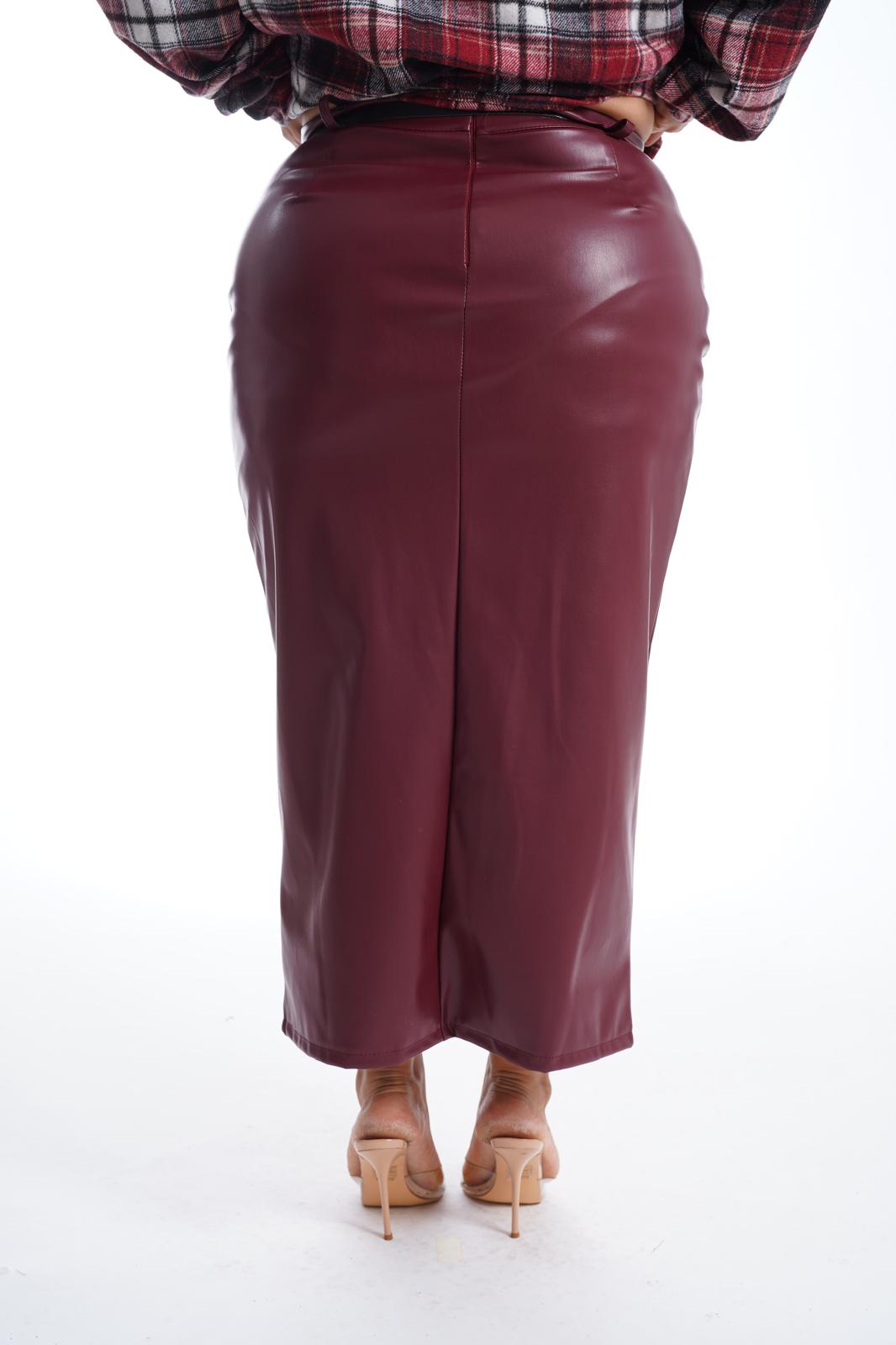Gonna Longuette Cinturino Bordeaux