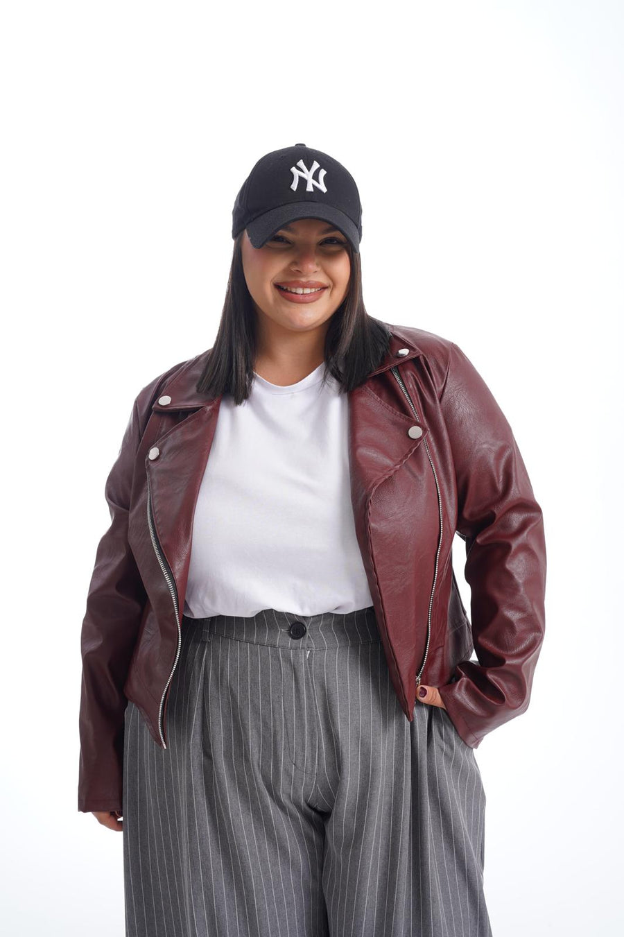 Chiodo In Ecopelle Basic Bordeaux