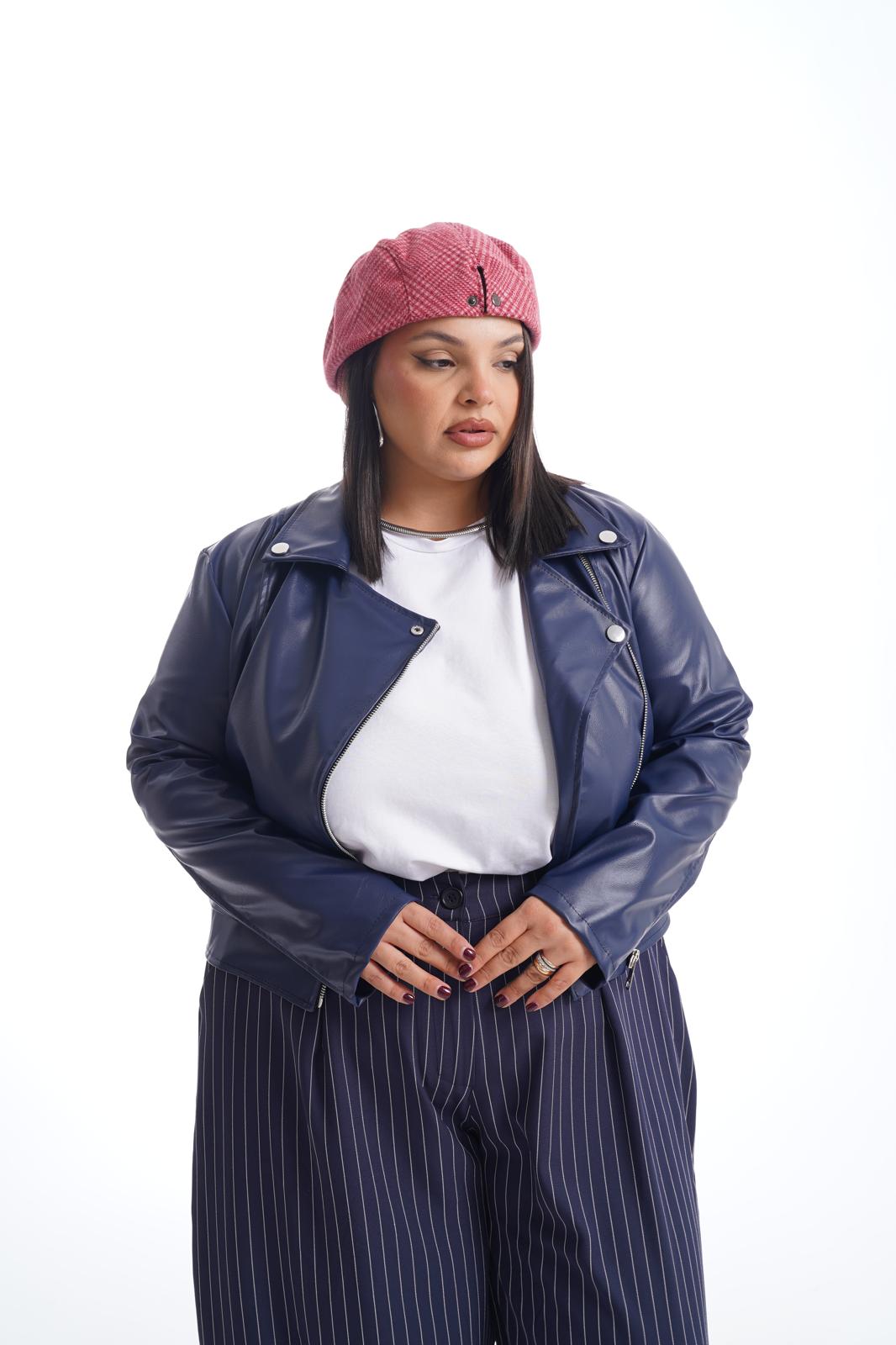 Chiodo In Ecopelle Basic Blu