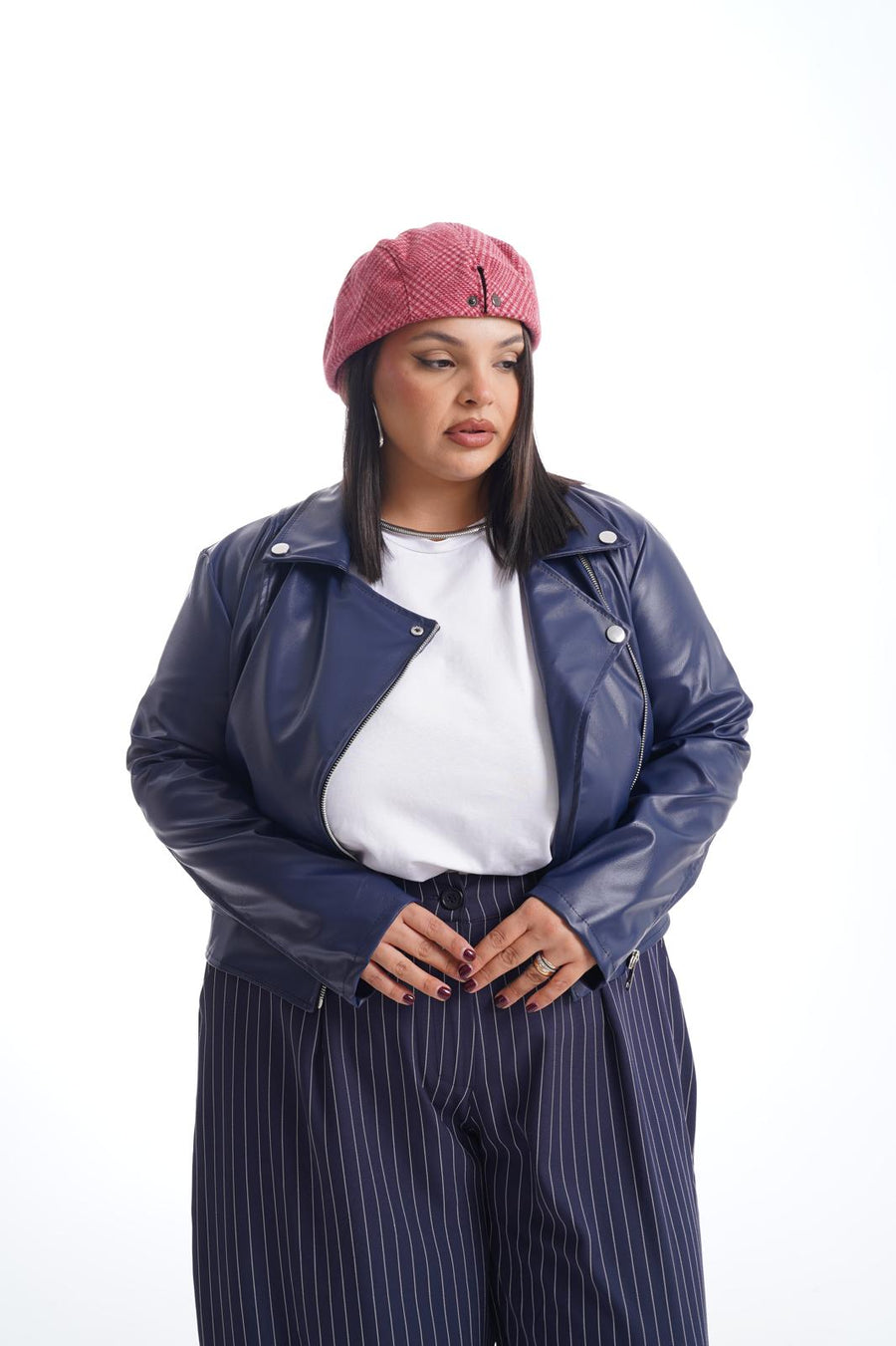 Chiodo In Ecopelle Basic Blu