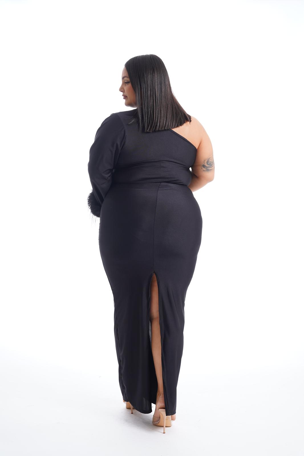 Dress Mono spalla Peluche Nero