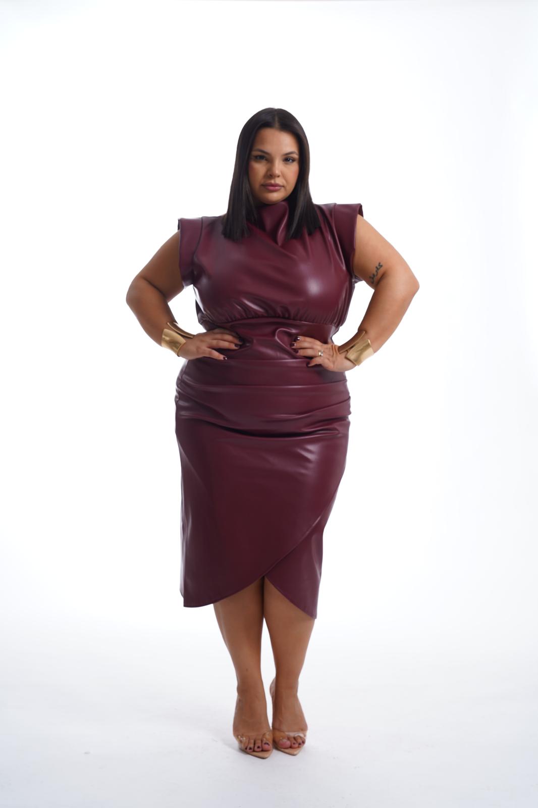 Dress In Ecopelle Mira Bordeaux