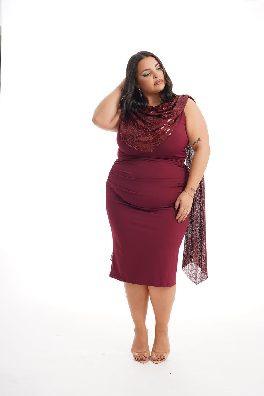 Dress Party Paillettes Bordeaux