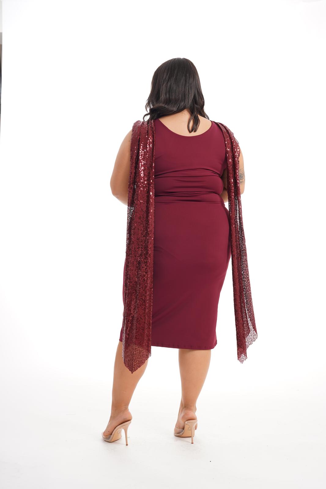 Dress Party Paillettes Bordeaux
