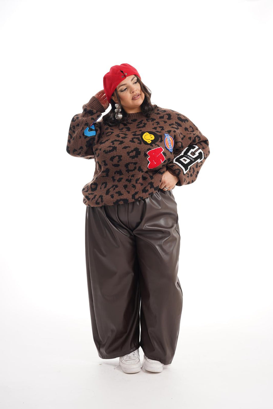 Pantalone In Ecopelle Balloon Marrone