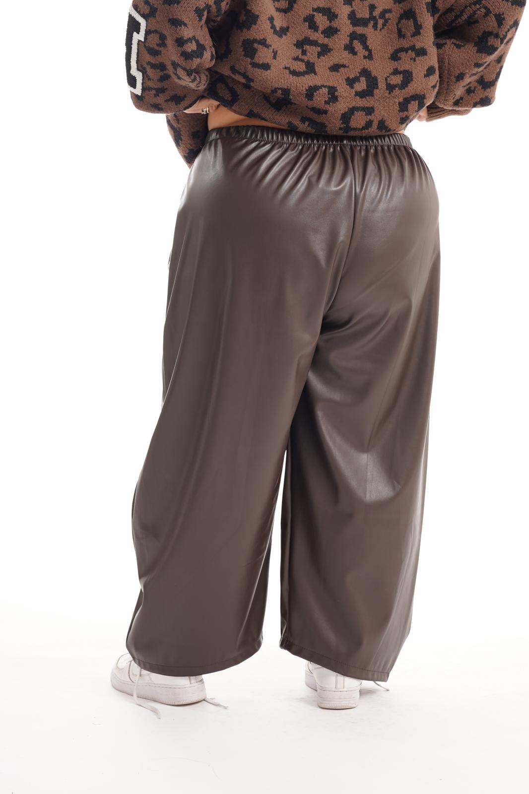 Pantalone In Ecopelle Balloon Marrone