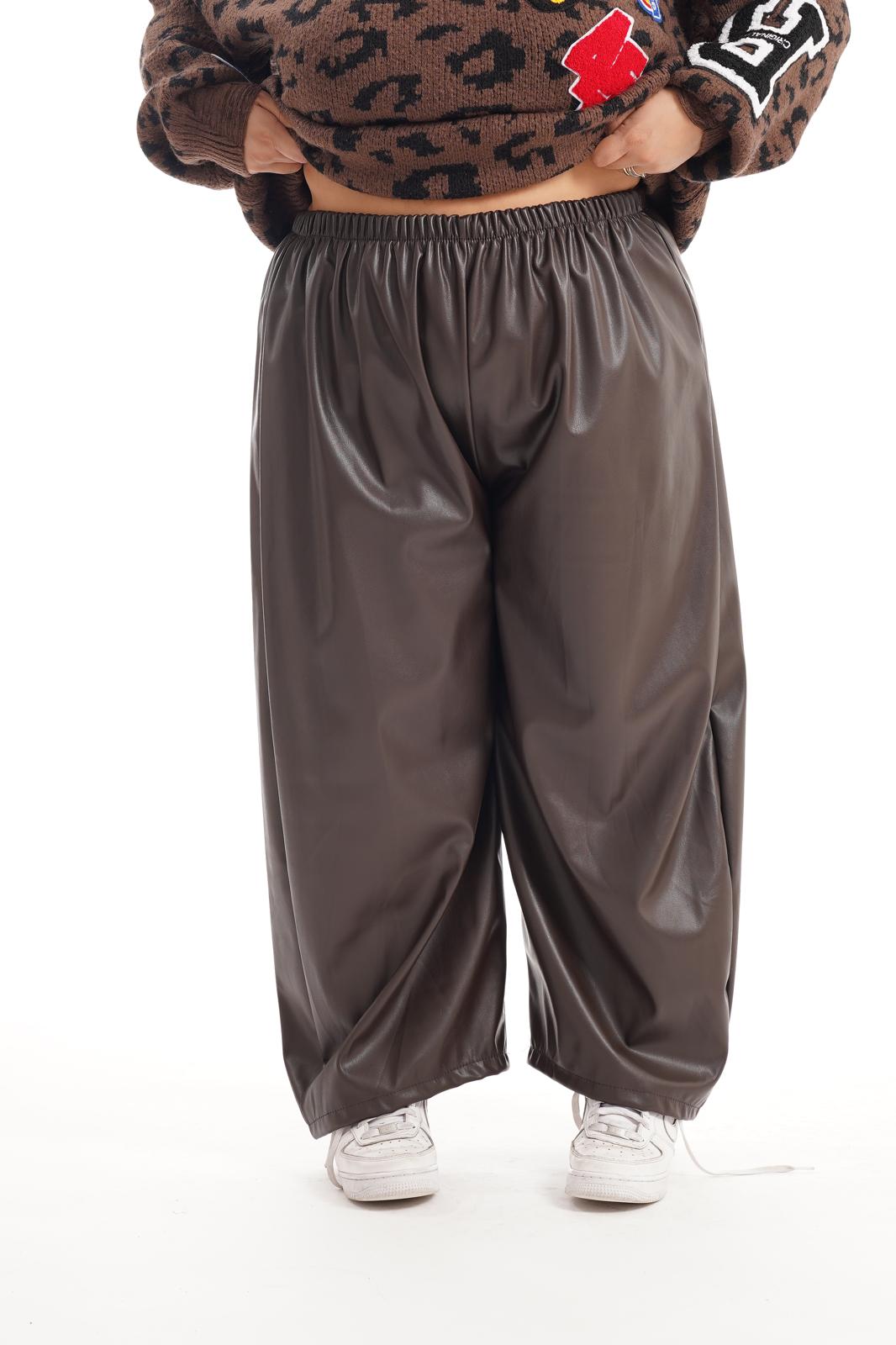 Pantalone In Ecopelle Balloon Marrone