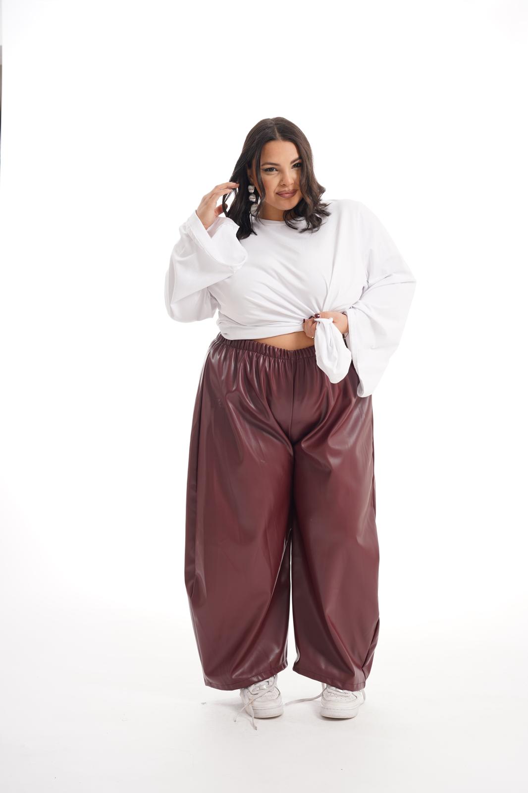 Pantalone In Ecopelle Balloon Bordeaux