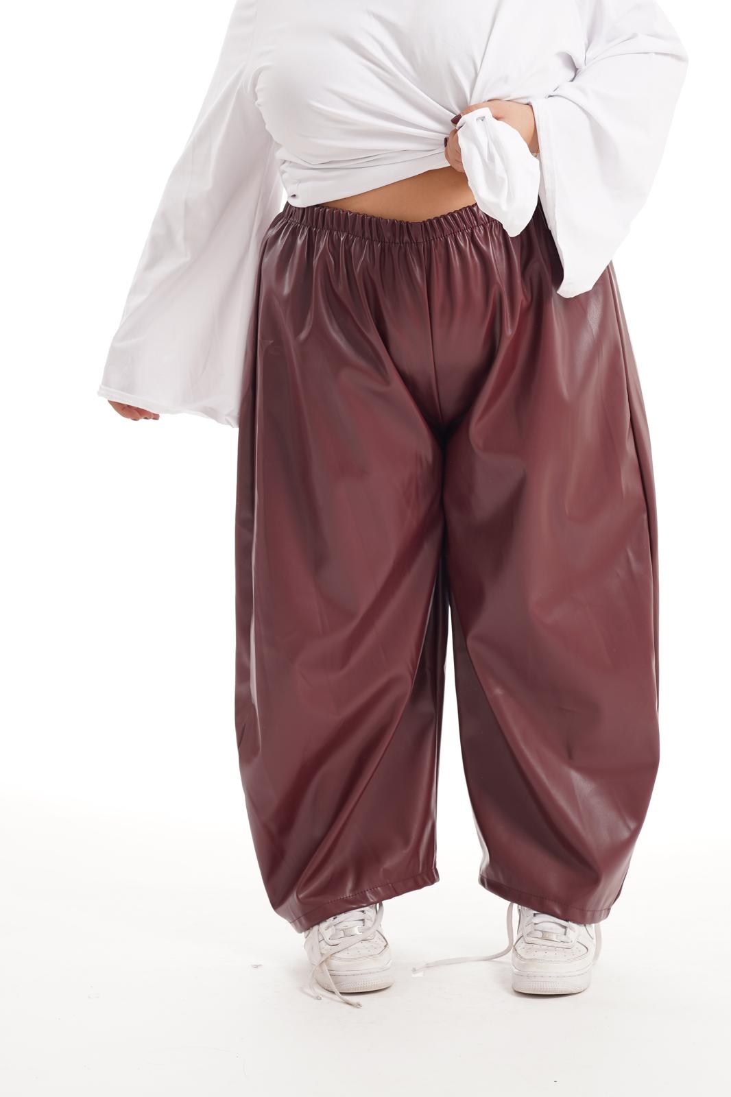 Pantalone In Ecopelle Balloon Bordeaux