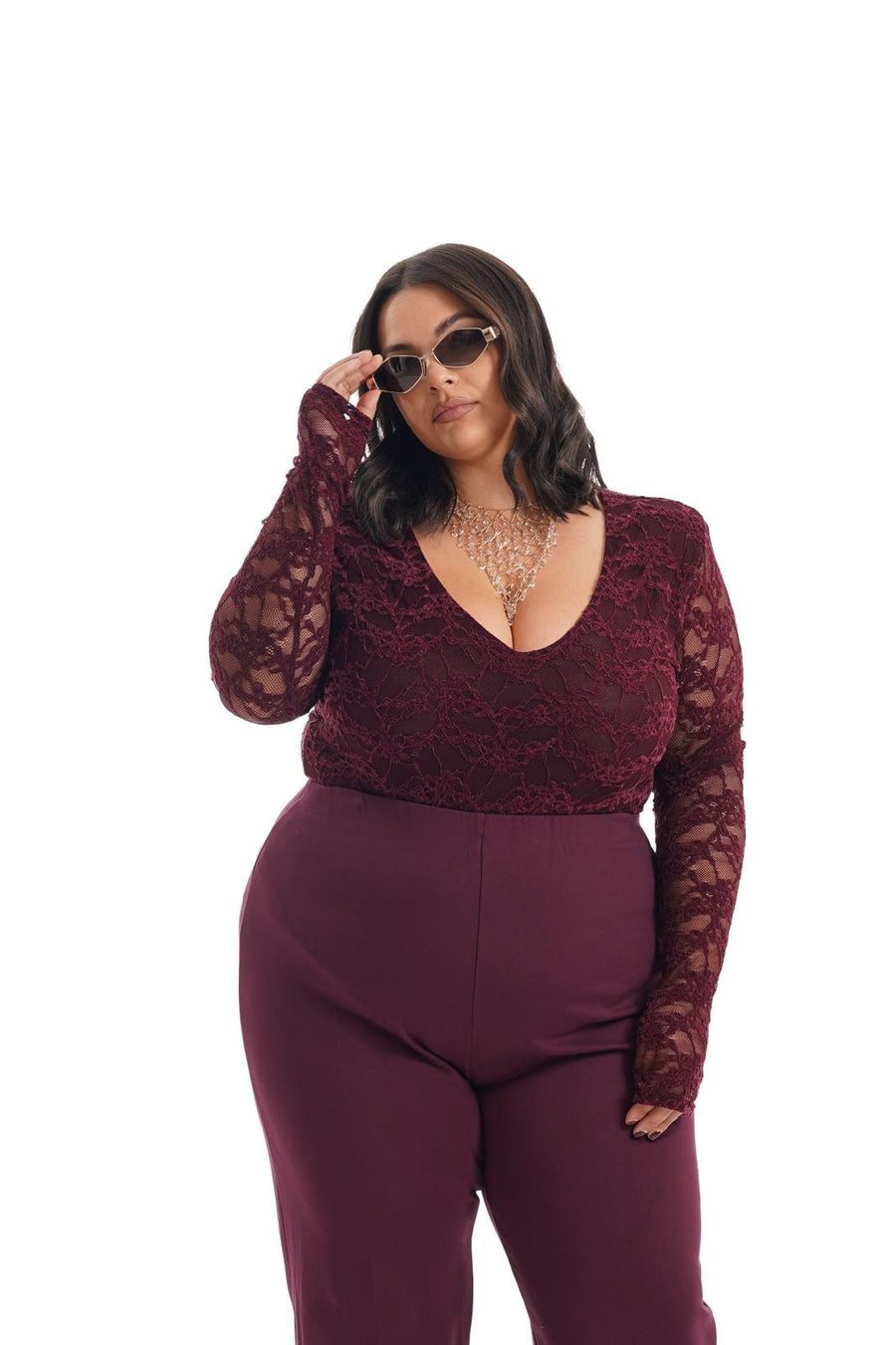 Body Pizzo e Velluto Bordeaux