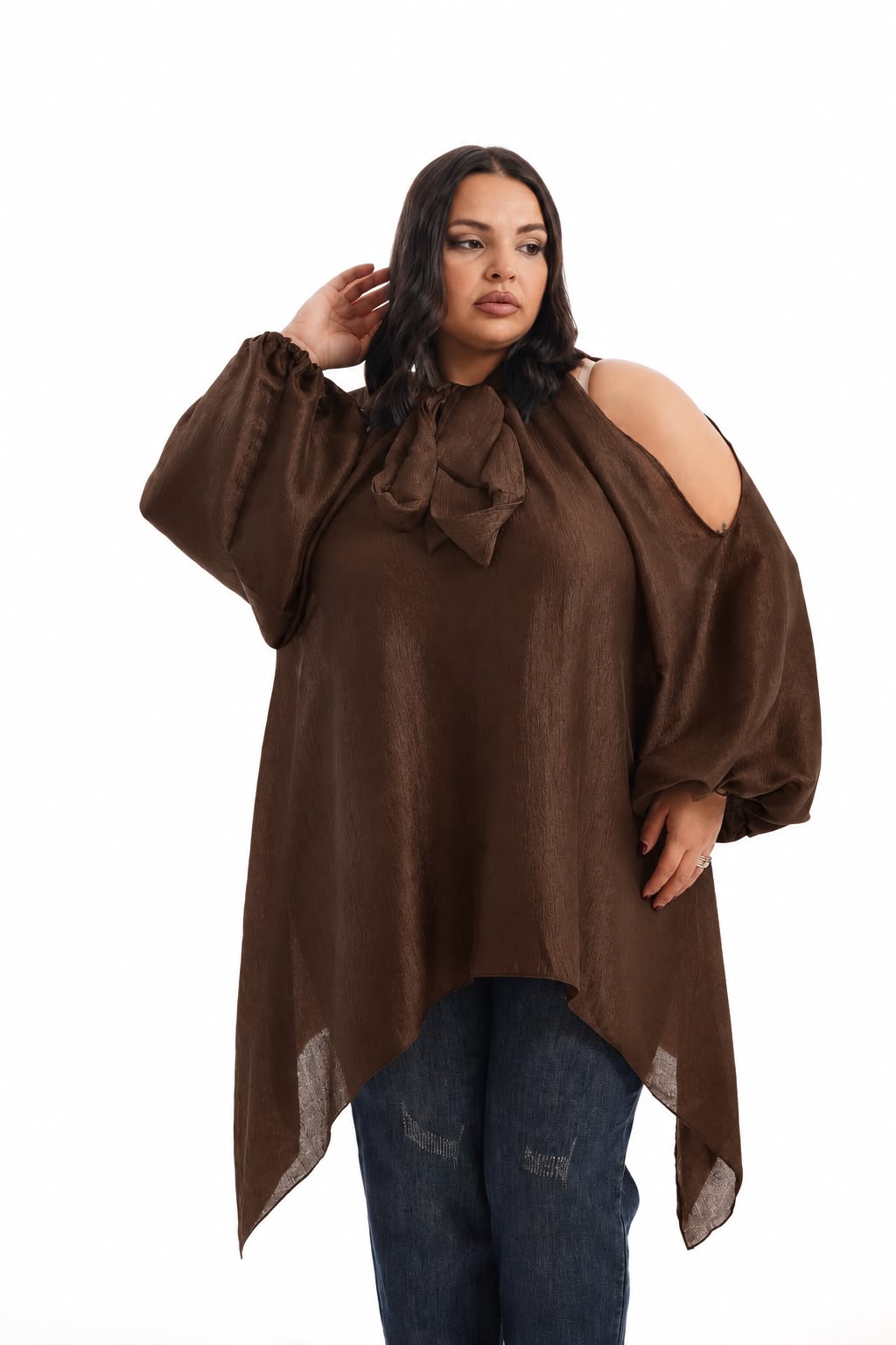 Blusa Acetata Marrone