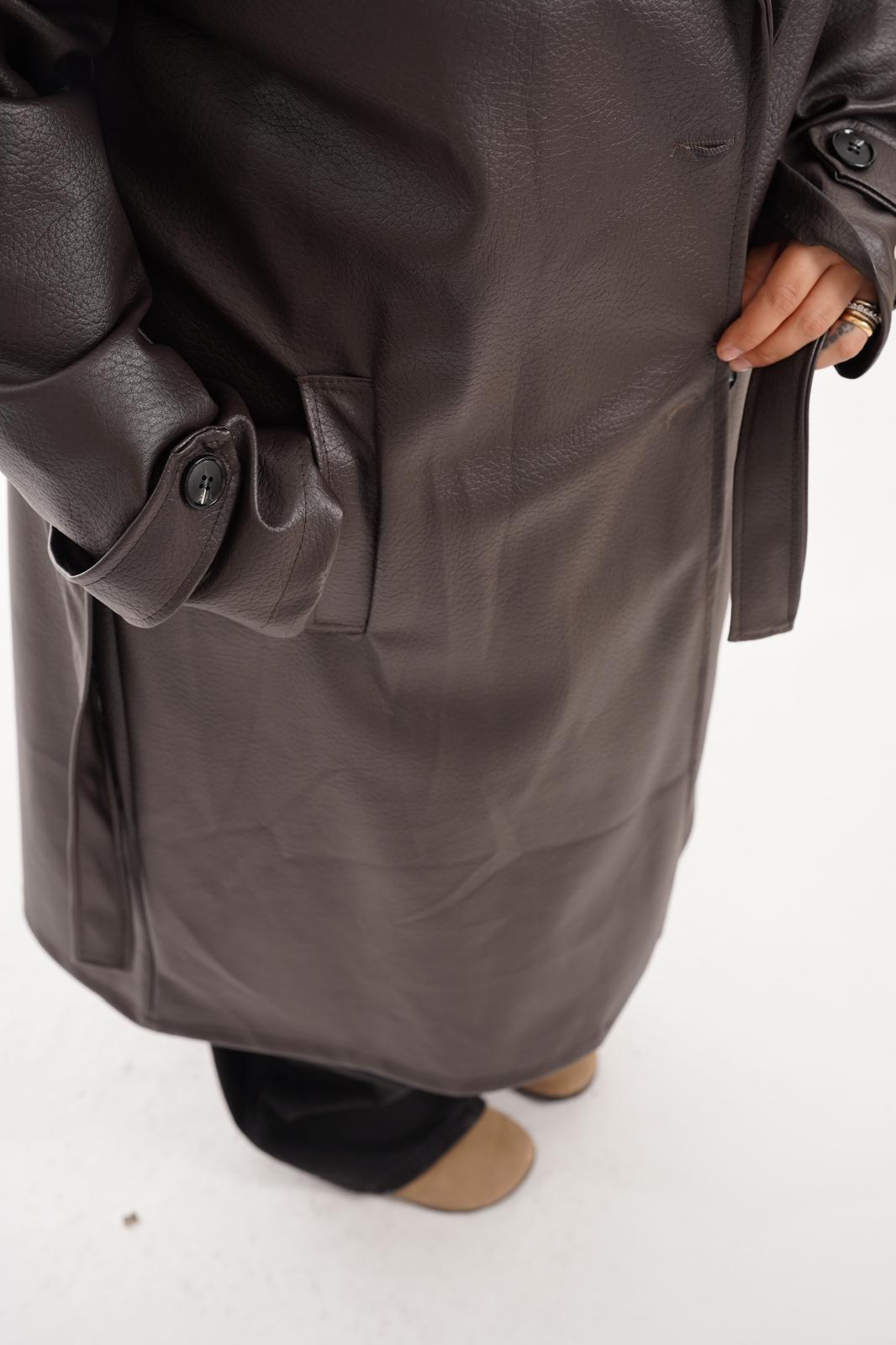Trench Lungo Ecopelle Marrone