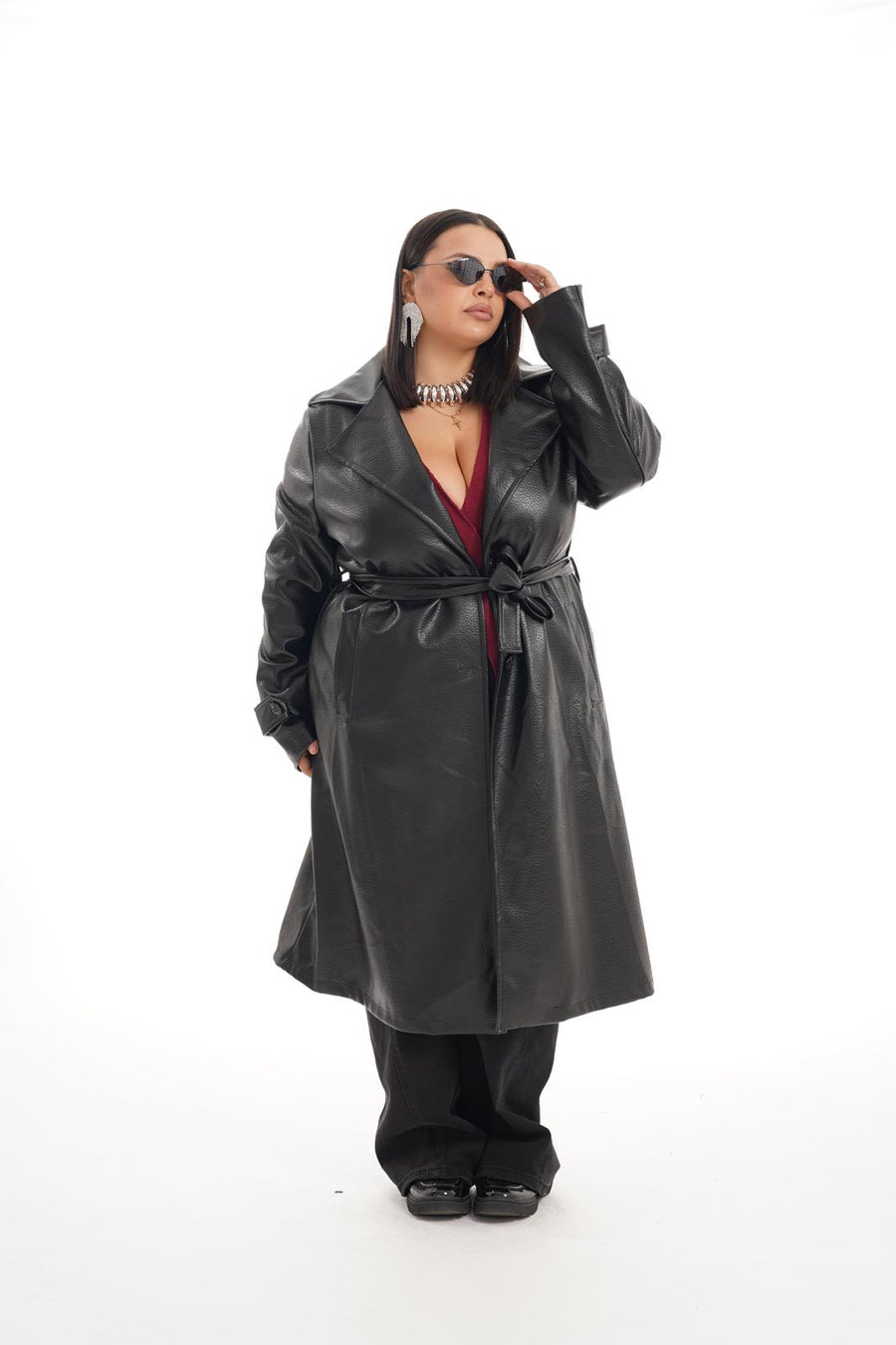 Trench Lungo Ecopelle Nero