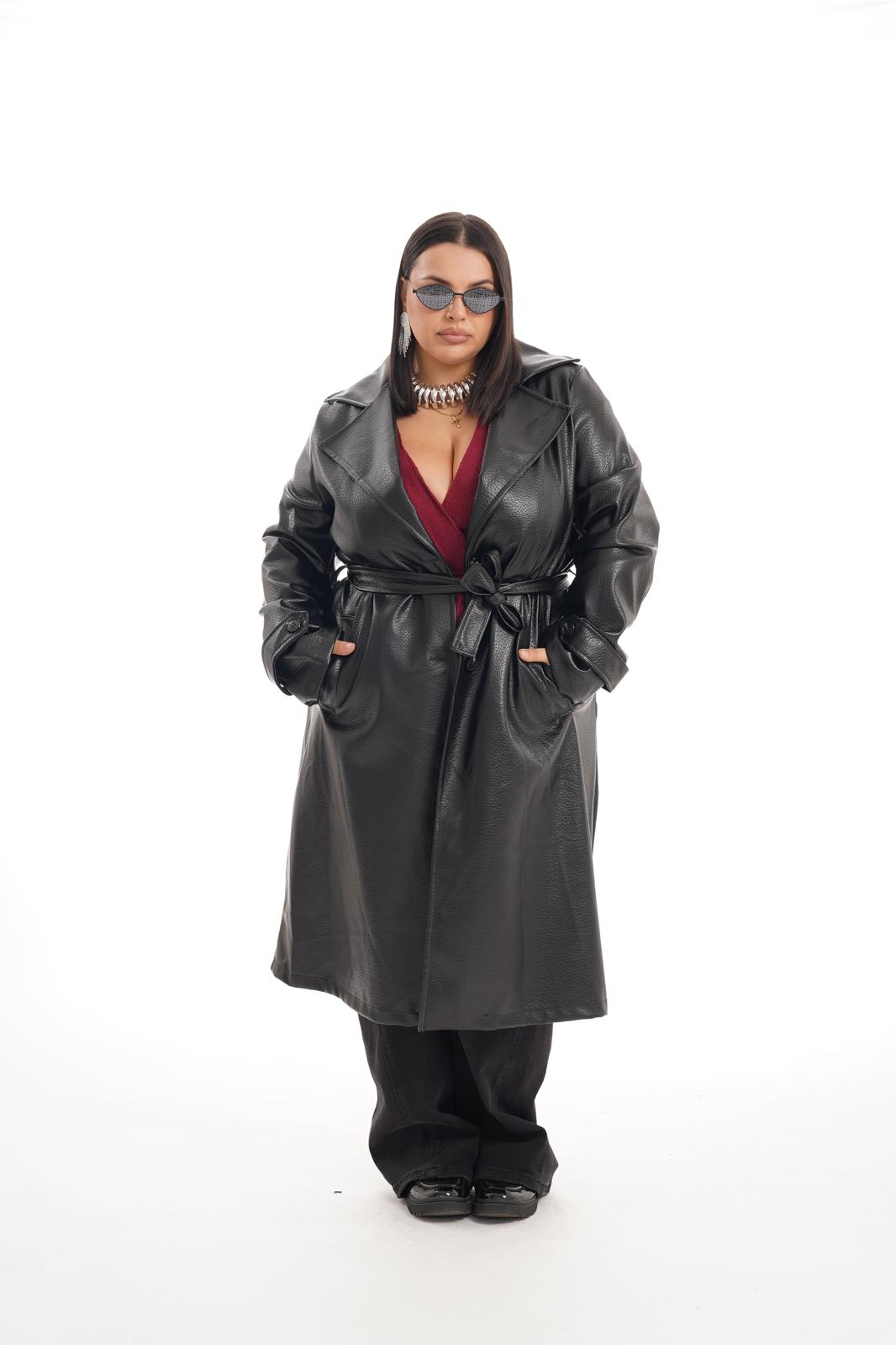 Trench Lungo Ecopelle Nero