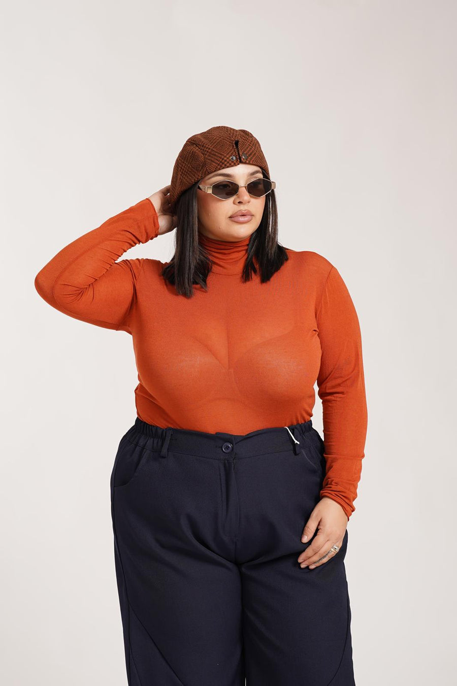 Maglia In Cashmere Collo Alto Ruggine