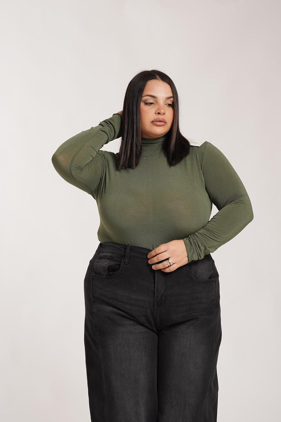 Maglia In Cashmere Collo Alto Verde