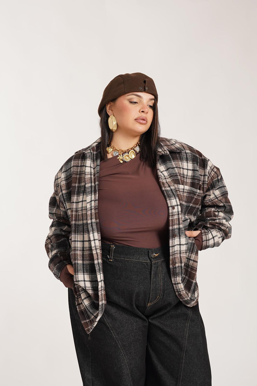 Camicia a Quadri Marrone