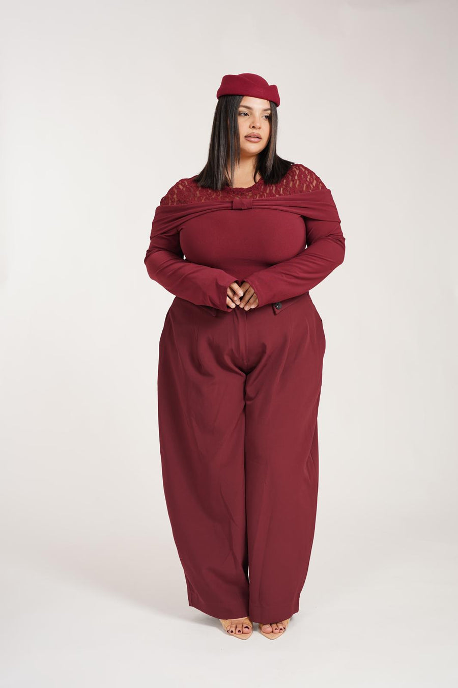 Pantalone Bottoncino Bordeaux