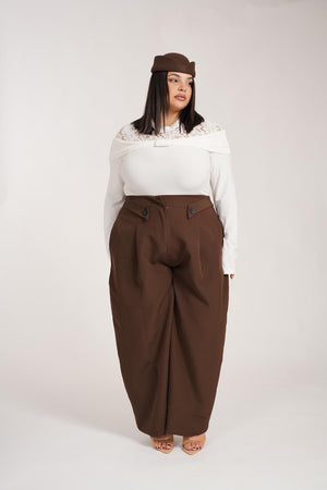 Pantalone Bottoncino Marrone